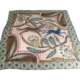 Hermès-Savana Dance silk and cashmere shawl-Pink