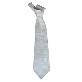 Autre Marque-Cravatta 100% seta intrecciata bianco grigio chiaro-Grigio,Bianco sporco