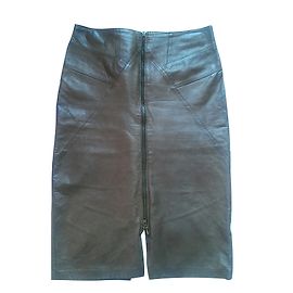 Autre Marque Jupe Longue en Cuir Marron Marron