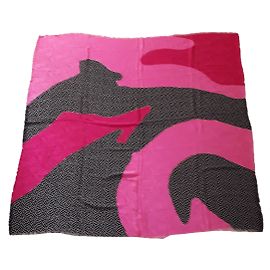 Lenço de seda Yves Saint Laurent Preto Rosa Vermelho Fuchsia Preto Rosa Vermelho Fuschia