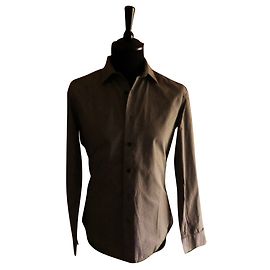 Camicia Givenchy in cotone marrone con ricamo Taglia 39 Marrone