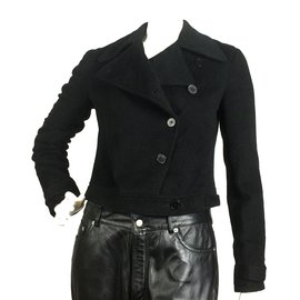 Ralph Lauren-Black wool biker jacket-Black