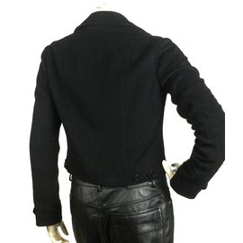 Ralph Lauren-Black wool biker jacket-Black