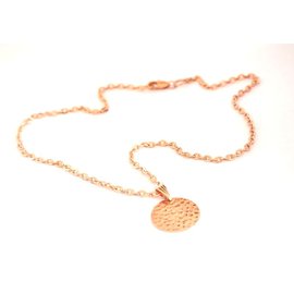 Autre Marque-Chain and pendant hammered disc in rose gold plated-Other