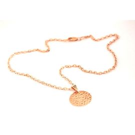 Autre Marque Chaîne et pendentif disque martelé en plaqué or rose Autre