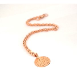 Autre Marque-Chain and pendant hammered disc in rose gold plated-Other