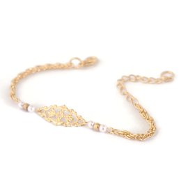 Autre Marque-Feines vergoldetes Armband mit Perlenperlen-Golden