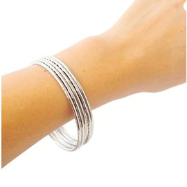 Autre Marque-Set of 5 silver plated bangles bracelets-Silvery