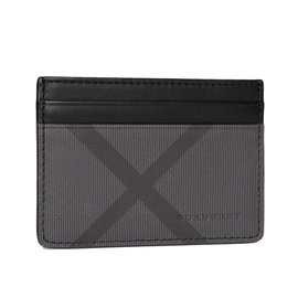 Burberry-Check and Leather Card Case-Black