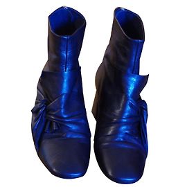 Topshop Black leather knot ankle boots Black