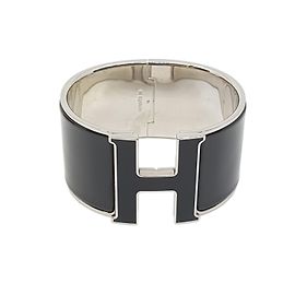 Hermès Pulsera Clic H Negro Plata