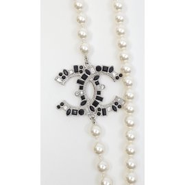 Chanel-Halsketten-Schwarz,Weiß