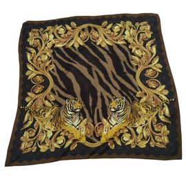 Sciarpa in seta Gianni Versace Nera e Oro Altro