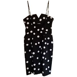 Robe Tara Jarmon en coton noir avec point blanc Noir