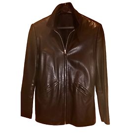 Giacca Smalto in pelle nera con zip Nero