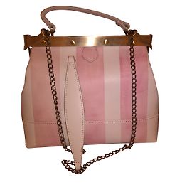 Autre Marque Tendence Handbag Eggshell Leather White and Pink Eggshell