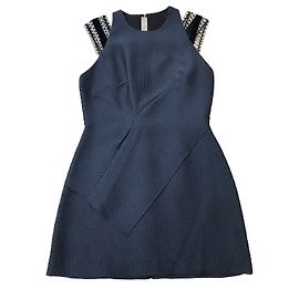 Roland Mouret Minikleid in Marineblau mit Crinkle-Effekt Marineblau