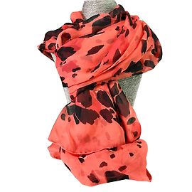 Lenço Burberry de seda coral e preto Multicor