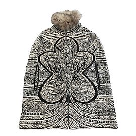 Emilio Pucci Cape Coat with fox collar. Black White