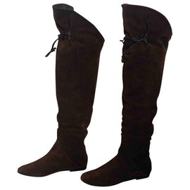 Giuseppe Zanotti-Thigh-high flat boots-Dark brown