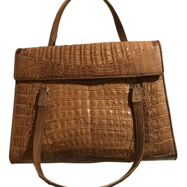Autre Marque Bolsa de couro de crocodilo caramelo Caramelo