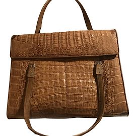Autre Marque Crocodile leather handbag caramel Caramel