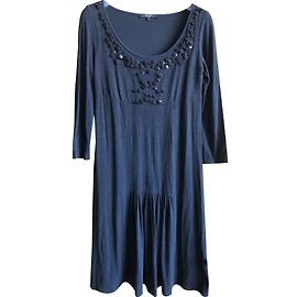 Weekend Max Mara Wool Blend Pearl Embroidered Dress Dark Grey Dark grey
