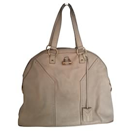 Bolso de mano Yves Saint Laurent Boston Muse de piel Eggshell Blanco roto