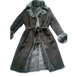 Autre Marque Your Name Khaki Leather Belted Coat Khaki