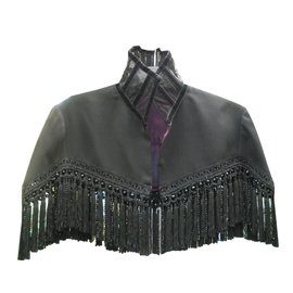 Autre Marque Black Viscose Cape Jacket Black