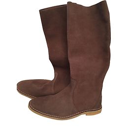 Pierre Hardy Leather Boots Taupe Taupe