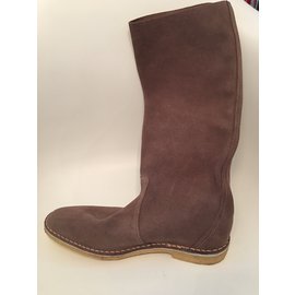 Pierre Hardy-Leather boots-Taupe
