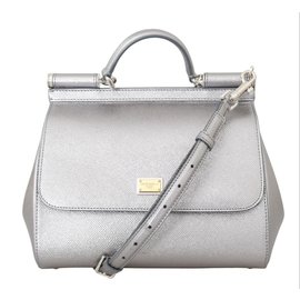 Dolce & Gabbana-Bolso MISS SICILY de cuero plateado Dolce & Gabbana-Plata