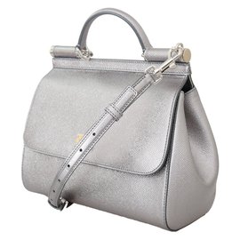 Dolce & Gabbana-Dolce & Gabbana silver leather MISS SICILY bag-Silvery