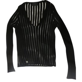Philipp Plein-Philipp Plein, suéter negro calado.-Negro