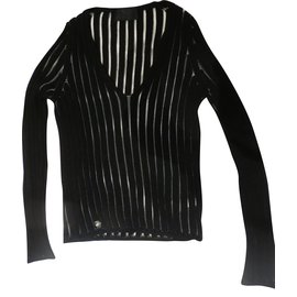 Philipp Plein, pull noir ajouré. Noir