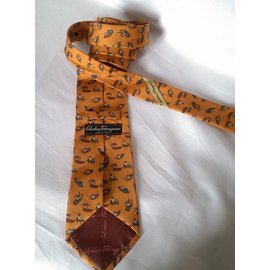 Salvatore Ferragamo-cravatta-Altro,Arancione
