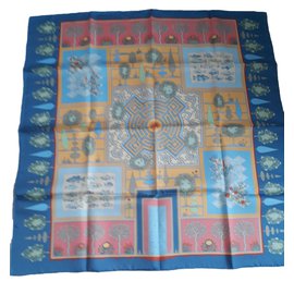 Hermès-Silk Scarf 90 cm-Light blue