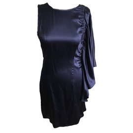 Les Petites-Vestido de seda sublime pequeño talla 38 nuevo-Azul