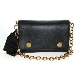 Lanvin-Black grained leather bag-Black