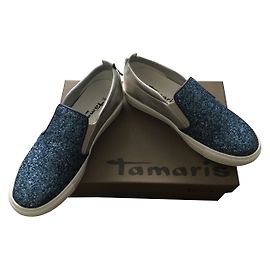 Autre Marque Mocassins Tamaris bleu et argent taille 38 Argenté Bleu