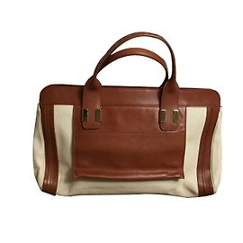 Chloé Alice GM Handtasche Leder Cremefarben Aus weiß