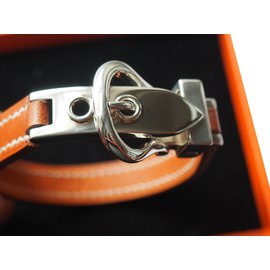 Hermès-JAVA bracelet in tawny calf leather-Light brown