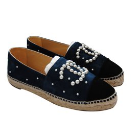Chanel Espadrilles Noir Bleu clair