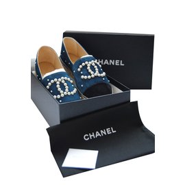 Chanel-espadrillas-Nero,Blu chiaro