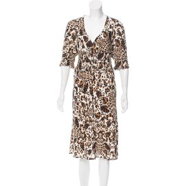 Diane Von Furstenberg-Silk Martina dress-Brown,Multiple colors