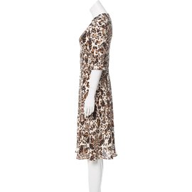 Diane Von Furstenberg-Silk Martina dress-Brown,Multiple colors