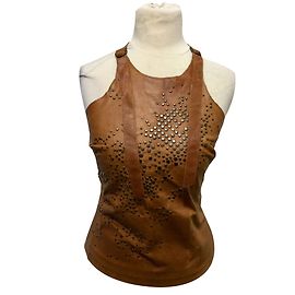 Plein Sud Top en cuir Marron