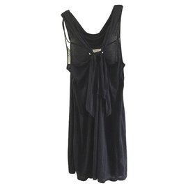 Vanessa Bruno Athe-Linen mix dress with lace-Black
