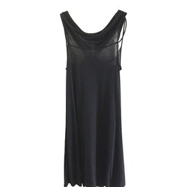 Vanessa Bruno Athe-Linen mix dress with lace-Black
